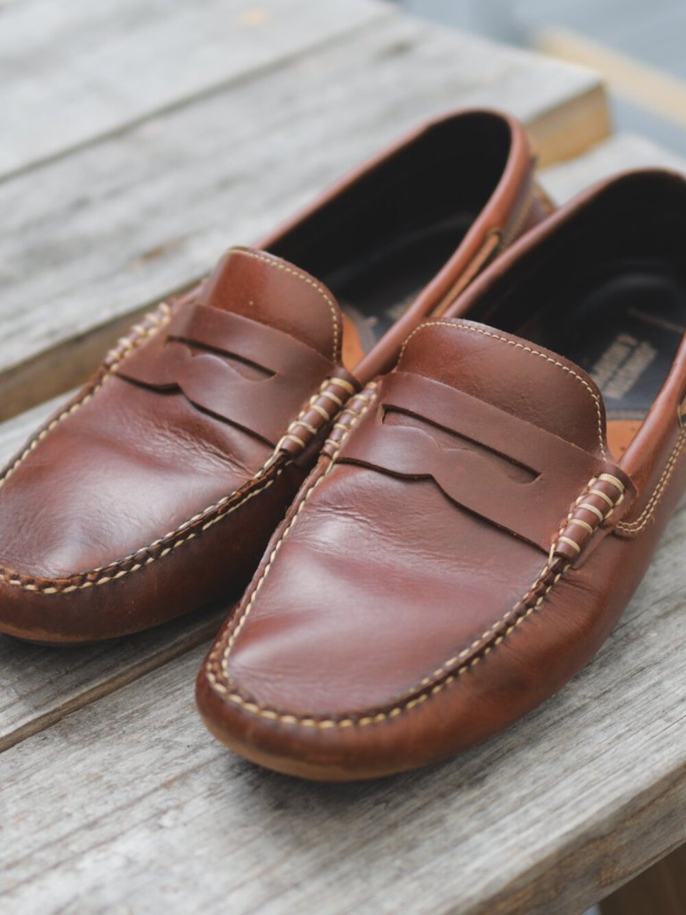 Johnston & Murphy Mahogany Brown Sheepskin Penny Loafers 8.5 M